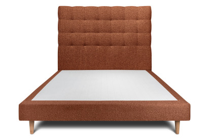 Lit 140x190 cm - Sommier tapissier H29 cm + tête de lit capitonnée - Tissu Bouclette Terracotta