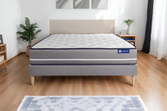 Ensemble Matelas Sommier 120x190 cm - Sommier Gris (en kit) - Actimemo Pur
