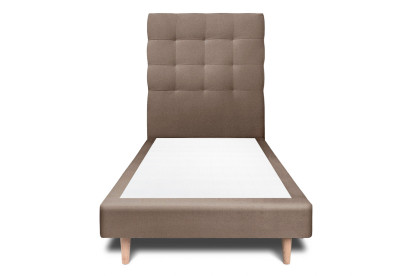 Lit 90x200 cm - Sommier tapissier H29 cm + tête de lit capitonnée - Tissu Velours Taupe