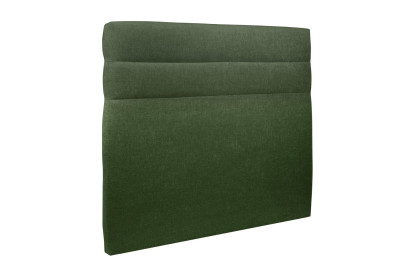 Lit 2x 100x200 cm - Sommier tapissier H35 cm + tête de lit à lignes - Tissu Toile natté Vert Kaki