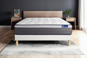 Ensemble Matelas Sommier 120x190 cm - Sommier Blanc (en kit) - ActiMemo Plus