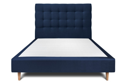 Lit 140x190 cm - Sommier tapissier H35 cm + tête de lit capitonnée - Tissu Velours Bleu Océan