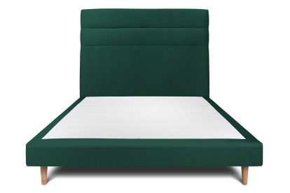 Lit 150x190 cm - Sommier tapissier H29 cm + tête de lit à lignes - Tissu Velours Vert