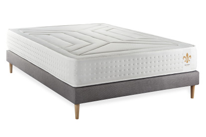 Ensemble Matelas Sommier 160x200 cm - Sommier Gris (déjà monté) - Vingt-Quatre