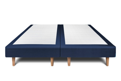 Lit 2x 90x200 cm - Sommier tapissier H29 cm + tête de lit capitonnée - Tissu Velours Bleu Océan