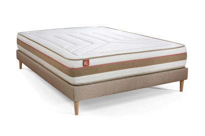 Ensemble Matelas Sommier 140x200 cm - Sommier Beige (en kit) - Le Tendre