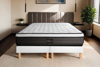 Ensemble Matelas Sommier 200x200 cm - 2 Sommiers Blancs (déjà monté) - Suite