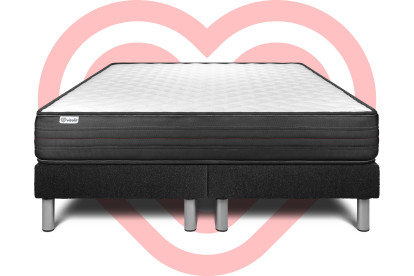 Ensemble Matelas Sommier 180x200 cm - 2 Sommiers Noir - Vitalpower