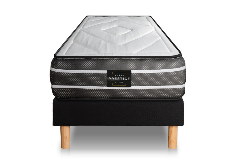 Ensemble Matelas Sommier 80x200 cm - Sommier Noir (déjà monté) - Exclusive
