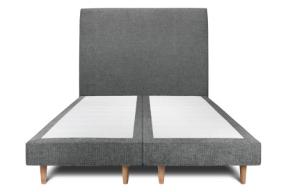 Lit 2x 100x200 cm - Sommier tapissier H29 cm + tête de lit tapissée - Tissu Toile natté Gris Anthracite