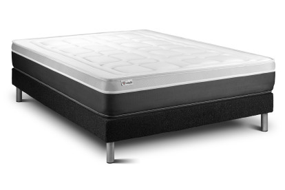 Ensemble Matelas Sommier 200x200 cm - Sommier Noir (en kit) - Vital Soft