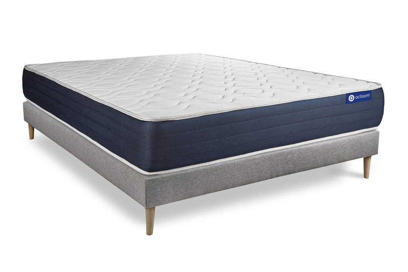 Ensemble Matelas Sommier 200x200 cm - Sommier Gris (en kit) - Actilatex Sleep