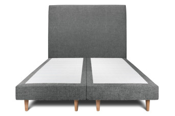 Lit 2x80x200 cm avec Tête de lit tapissée - Tissu Toile natté