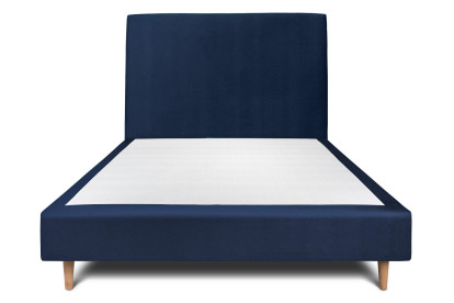 Lit 135x190 cm - Sommier tapissier H35 cm + tête de lit tapissée - Tissu Velours Bleu Océan