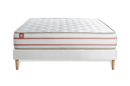 Ensemble Matelas Sommier 140x190 cm - Sommier Blanc (déjà monté) - Le Doux