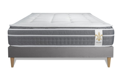 Ensemble Matelas Sommier 200x200 cm - Sommier Gris (en kit) - Trente PLUS