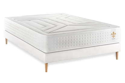 Ensemble Matelas Sommier 200x200 cm - Sommier Blanc (en kit) - Vingt-Quatre
