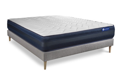 Ensemble Matelas Sommier 140x200 cm - Sommier Gris (en kit) - Actiflex Tech