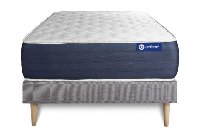 Ensemble Matelas Sommier 80x200 cm - Sommier Gris (en kit) - Actimemo Sleep