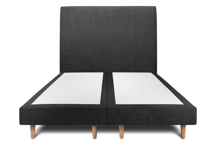 Lit 2x100x200 cm avec Tête de lit tapissée - Tissu Toile natté