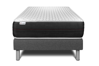 Ensemble Matelas Sommier 90x200 cm - Sommier Gris (déjà monté) - Vitalspring