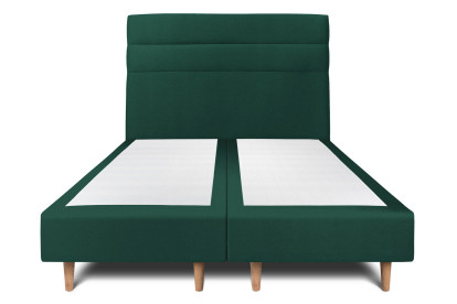Lit 2x 90x200 cm - Sommier tapissier H35 cm + tête de lit à lignes - Tissu Velours Vert