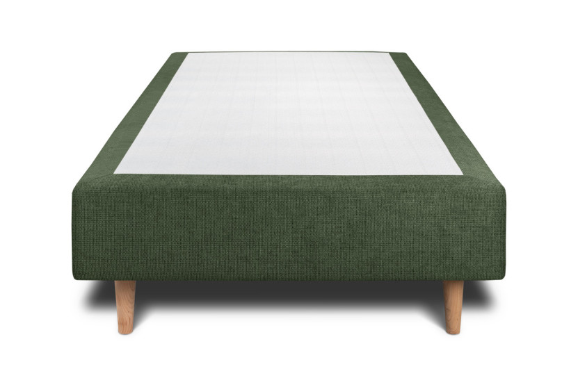 Lit 90x200 cm avec Tête de lit à lignes - Tissu Toile natté