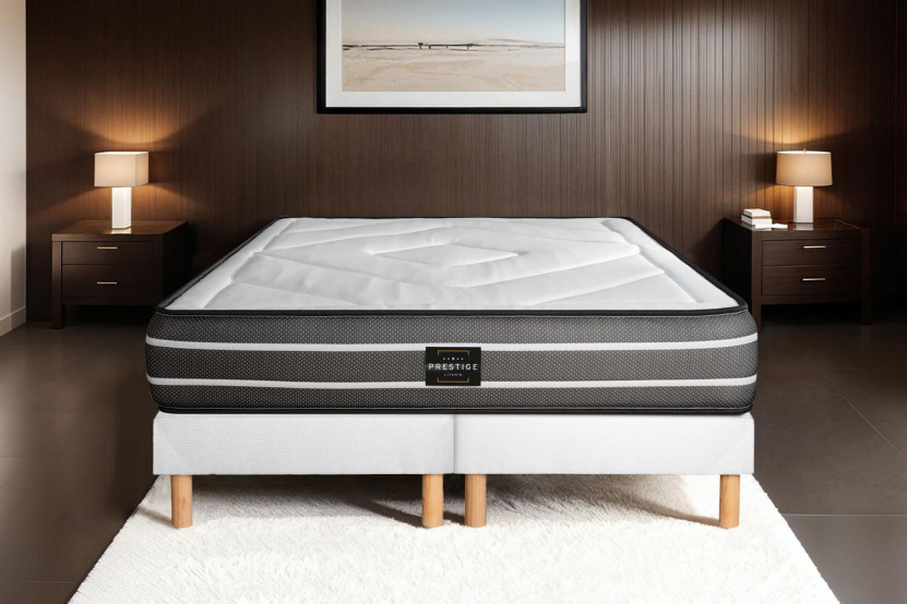 Ensemble Matelas Sommier 160x200 cm - 2 Sommiers Blancs - Exclusive