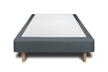 Lit 90x200 cm - Sommier tapissier H29 cm + tête de lit tapissée - Tissu Velours Gris Anthracite