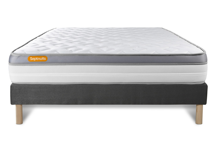 Ensemble Matelas Sommier 160x200 cm - Sommier Gris (déjà monté) - Memo Zen