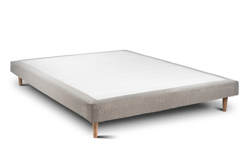 Lit 135x190 cm avec Tête de lit tapissée - Tissu Bouclette