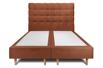 Lit 2x 80x200 cm - Sommier tapissier H35 cm + tête de lit capitonnée - Tissu Bouclette Terracotta
