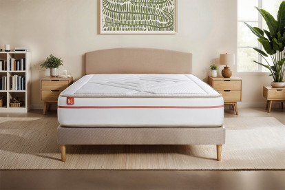 Ensemble Matelas Sommier 90x200 cm - Sommier Beige (en kit) - Le Paisible