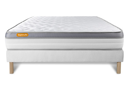 Ensemble Matelas Sommier 140x200 cm - Sommier Blanc (déjà monté) - Memo Zen