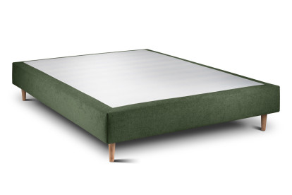 Lit 160x200 cm - Sommier tapissier H35 cm + tête de lit capitonnée - Tissu Toile natté Vert Kaki