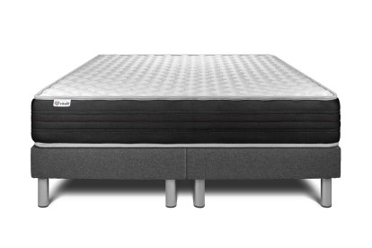 Ensemble Matelas Sommier 200x200 cm - 2 Sommiers Gris - Vitalmemo One