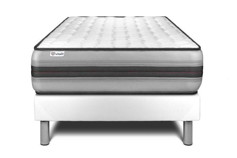 Ensemble Matelas Sommier 90x200 cm - Sommier Blanc (en kit) - Vitalpower Recover