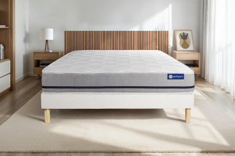 Ensemble Matelas Sommier 200x200 cm - Sommier Blanc (en kit) - Actilatex Soft