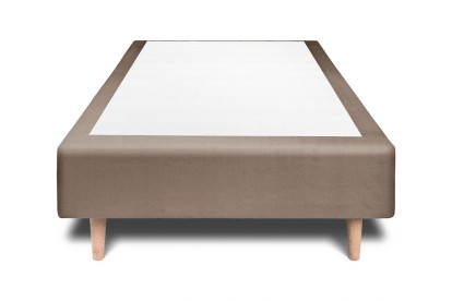 Lit 90x190 cm - Sommier tapissier H35 cm + tête de lit capitonnée - Tissu Velours Taupe