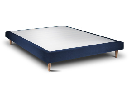 Lit 160x200 cm - Sommier tapissier H29 cm + tête de lit tapissée - Tissu Velours Bleu Océan