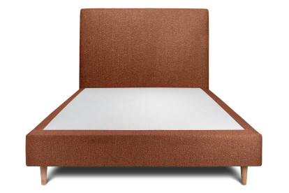 Lit 150x190 cm - Sommier tapissier H35 cm + tête de lit tapissée - Tissu Bouclette Terracotta
