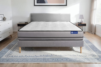 Ensemble Matelas Sommier 180x200 cm - Sommier Gris (en kit) - Actimemo Night