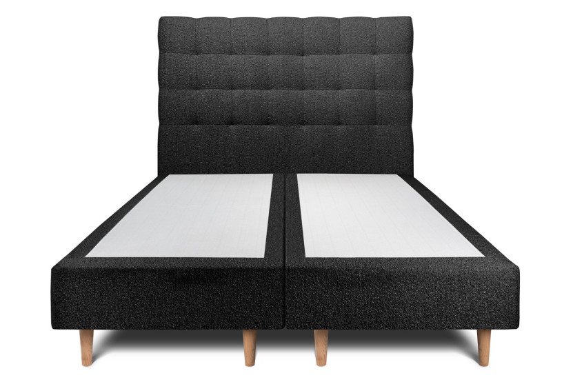 Lit 2x80x200 cm avec Tête de lit capitonnée - Tissu Bouclette