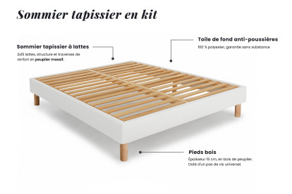 Ensemble Matelas Sommier 140x190 cm - Sommier Blanc (en kit) - Exclusive