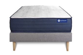 Ensemble Matelas Sommier 90x190 cm - Sommier Gris (en kit) - Actimemo Life