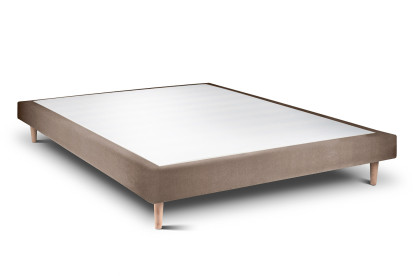 Lit 150x200 cm - Sommier tapissier H29 cm + tête de lit tapissée - Tissu Velours Taupe