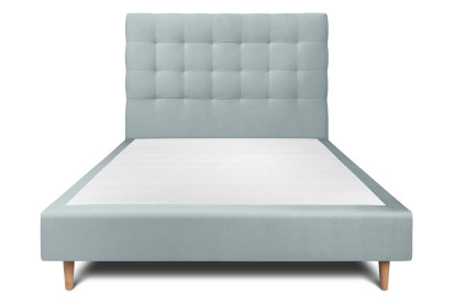 Lit 150x190 cm - Sommier tapissier H35 cm + tête de lit capitonnée - Tissu Velours Gris Bleuté