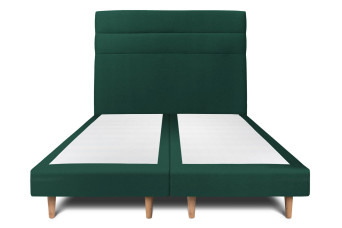 Lit 2x100x200 cm avec Tête de lit à lignes - Tissu Velours