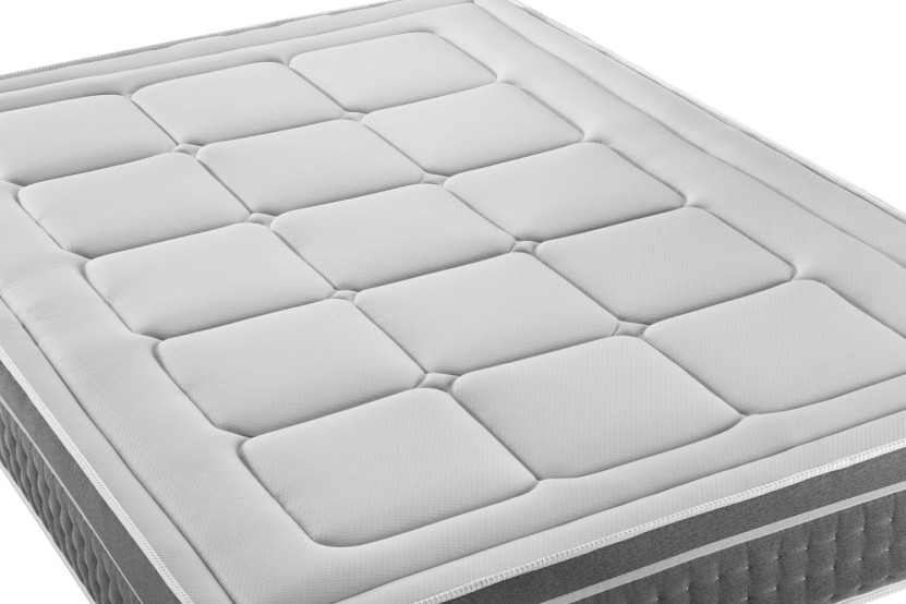 Pack lit complet 140x190 cm - Matelas + Sommier Gris + 2 oreillers + Couette - Trente
