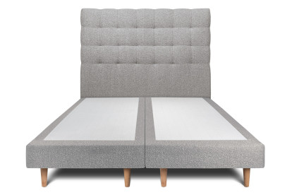 Lit 2x 100x200 cm - Sommier tapissier H29 cm + tête de lit capitonnée - Tissu Bouclette Gris